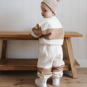 Vente en gros de vêtements pour enfants avec broderie personnalisée Sweat-shirt en éponge française à blocs de couleurs et <span class=keywords><strong>survêtement</strong></span> de jogging - Product Image 6