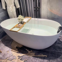 Baignoire autoportante en pierre artificielle blanche, profondeur de trempage 1,7 m, baignoires à remous, salle de bain, baignoire solide pour la maison