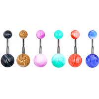 Bouton de nombril élégant en acier inoxydable plaqué argent, acrylique et marbre, unisexe, pour mariage, bijoux de corps, 6 options de couleurs