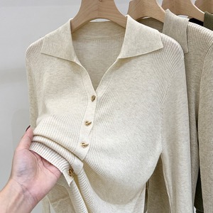 Maglione da Donna Casual con Bottoni e Scollo a V, Maniche Lunghe, Vestibilità Ampia per l'Autunno - Product Image 1