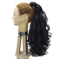 Nouveautés Haute Température Chaleur Synthétique Vague Libre Naturelle Clip Extension de Cheveux Queue de Cheval à Cordon Enroulable