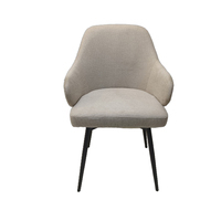 Chaise de salle à manger en tissu à dossier haut Chaise d'appoint en métal gris