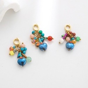 Breloque pendante multi-perles style bohème |   Pendentifs en pierre naturelle et cristal avec fermoir mousqueton en laiton plaqué or 18 carats pour la fabrication de bijoux DIY - Product Image 2