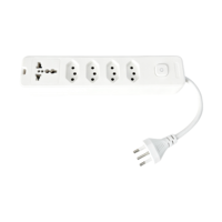Multiprise blanche 10A 250V Brésil, 4 prises, 3 broches, haute capacité de courant