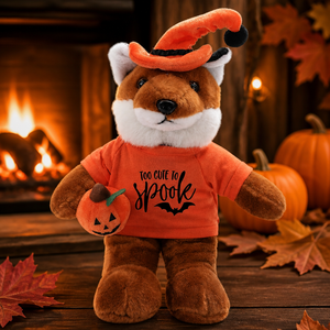 Peluche de vache d'Halloween, jouet en peluche doux et réconfortant avec chapeau de sorcier et citrouille, mignon et effrayant, cadeau de vacances <span class=keywords><strong>orange</strong></span> - Product Image 1