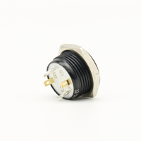 Interrupteur à bouton-poussoir momentané ultra-mince de 16 mm avec boîtier noir, étanche, avec éclairage LED annulaire et broche PCB