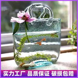 Internet Celebrity Fish Tank Living Room Nordic Bubble Handbag Bag Glass Vase Transparent Hydroponic Ecological Ornamen