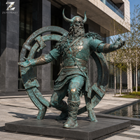 Statue de guerrier viking en bronze, artisanat métallique, sculpture artisanale durable grandeur nature pour la décoration de musées, parcs, places et hôtels