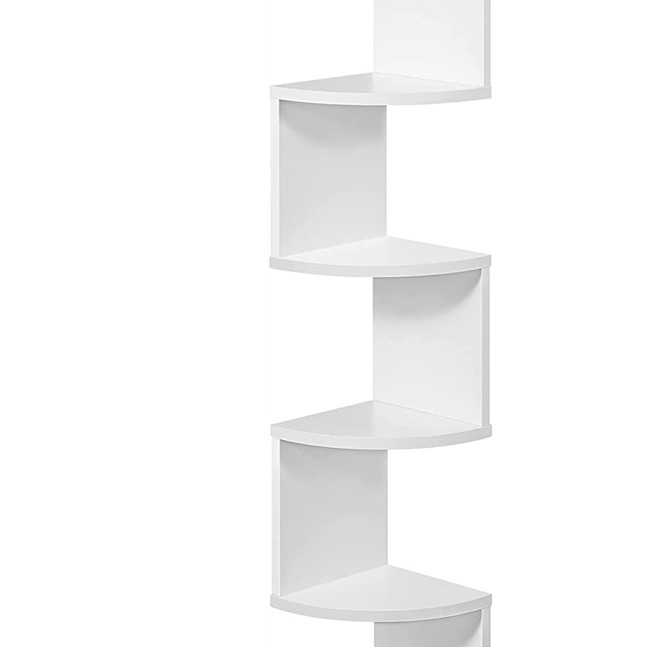 Étagère d'angle flottante à 5 niveaux, étagère murale flottante pour mur avec Design en Zigzag, bibliothèque blanche