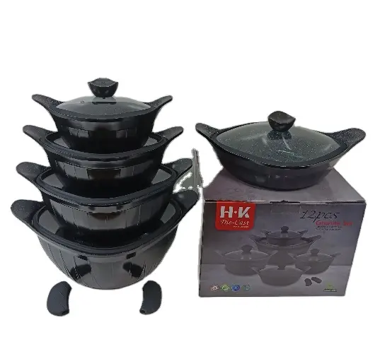 Cooking Casseroles 12pcs set Aluminium Alloy Die Casting Cooking Pot Set Non-Stick Cookware Granite 20/24/28/32/28cm Soup Pot