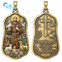 Collier pendentif médaillon religieux catholique Saint patron des animaux François d'Assise, médaille personnalisée Saint François d'Assise