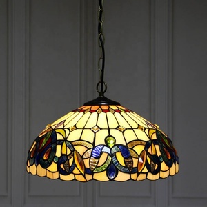 Lámpara Colgante Tiffany LongHuiJing de 2 Luces y 16 Pulgadas de Ancho con Vidrio de Colores - Product Image 3
