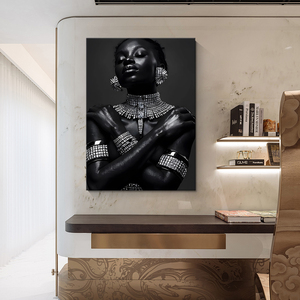 Bán Chạy Nhất Thanh Lịch Châu Phi Mỹ Tường Nghệ Thuật Màu Đen Nữ Chân Dung Vải Sơn Tường Bức Tranh - Product Image 5