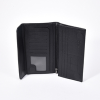 Portefeuille long personnalisé pour homme en cuir véritable noir avec blocage RFID, 4 couches, 13 emplacements pour cartes, fente pour carte SIM, portefeuille à rabat multi-cartes magique