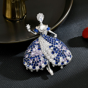 ZX Europe America Elegance Charming Achieving Stars Girl Accessories Pin Full Diamond Ballet Dancer Brooch Overcoat Coat Gift - Product Image 1
