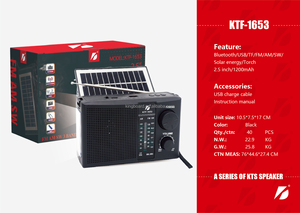 Radio Portátil Inalámbrica KTF-1653 AM FM SW de 8 Bandas con Energía Solar, Altavoz Bluetooth para Exteriores con Linterna, Reproductor de Música Multifunción con MP3, TF y USB - Product Image 2