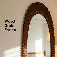 Miroir mural ovale classique à cadre plissé, style Art Déco européen, miroir sur pied pleine longueur fait main et écologique pour la maison