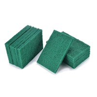 Éponge à récurer en nylon durable, verte, rectangulaire, non tissée, dureté moyenne, OEM