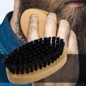 Brosse à barbe véganisme en nylon manche en bois outil de nettoyage à poils doux pour hommes brosse à décolorer pour tondeuses à cheveux - Product Image 1