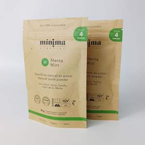 Wholesale Custom Printed Eco-Friendly Brown Kraft Paper <b>Packaging</b> <b>Bag</b> Biodegradable Stand up Pouch With Zipper For Tooth Powder - Product Image 3
