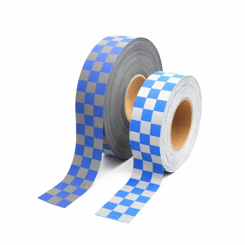 反射テープに縫うブルーホワイトのユニフォーム生地チェッカー
