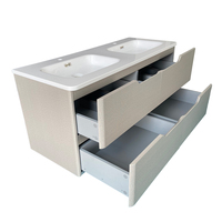 Meuble-lavabo mural de salle de bain moderne de luxe en MDF de 120 cm avec miroir, certifié FSC, durable, facile à nettoyer, garantie de 2 ans