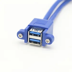 Cable de extensión de datos con tornillo de bloqueo, 2 puertos USB 3,0 macho a USB 3,0 hembra