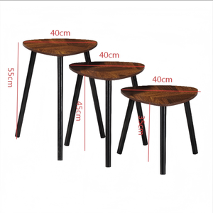 <strong>Nesting</strong> Sofa Side <strong>Tables</strong> <strong>Set</strong> <strong>of</strong> <strong>3</strong>, Triangular Wooden Accent <strong>Tables</strong> with Black Metal Legs for Living Room - Product Image 6