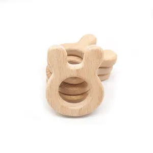 Wholesale 100% Organic Beech wooden teether bunny wood teether rabbit