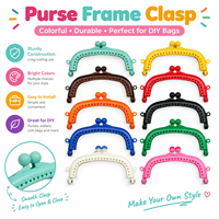 Cadre de sac à main DIY incurvé avec fermoir Kiss Lock, accessoires de quincaillerie pour sac à monnaie en tissu, diverses couleurs en stock