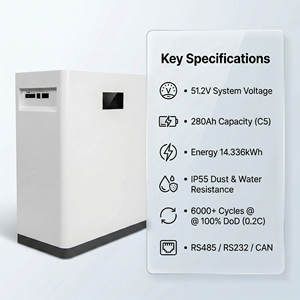 Système de batterie de secours domestique 51,2 V 800 Ah 40 kWh pour stockage d'énergie solaire hors réseau, batterie lithium 30 kWh pour stockage d'énergie domestique - Product Image 4