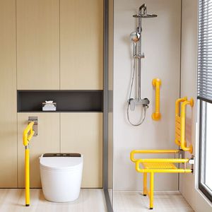 Équipement de sécurité pour salle de bain, chaise de douche avec barres d'appui et rail de toilette pour personnes âgées, capacité de 150 kg, antidérapant, en plastique et acier inoxydable - Product Image 3