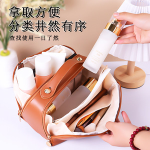 NianDuo Cosmetic Bag Large Capacity Waterproof Portable <b>Toiletry</b> Bag Rectangle Shape Multi Layer <b>Storage</b> Home Use - Product Image 2