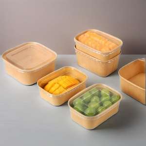 Tazón Redondo de Papel Kraft Bicolor con Revestimiento de Arcilla para Comida para Llevar con Tapas para Aperitivos, Pizza y Sándwiches - Product Image 1