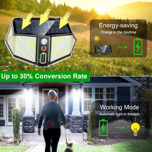 Lampe murale solaire extérieure 410 LED IP65 étanche avec détecteur de mouvement pour cour et garage - Product Image 3