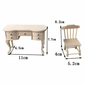 Meubles de poupée en <span class=keywords><strong>bois</strong></span> 1:12 échelle maison de poupée Miniature chaise en <span class=keywords><strong>bois</strong></span> tiroir bureau jouet cadeau - Product Image 2