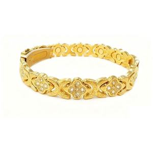 Trendy Anti Tarnish Wholesale Custom Brand logo 14k 18k PVD Gold Plated Stainless Steel Diamond Magnet Bracelet <b>for</b> Women <b>Men</b> - Product Image 1