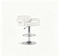 Chaise de bar pivotante à hauteur réglable avec accoudoirs et dossier en cuir PU, base métallique, pour usage commercial et domestique, tabouret de comptoir de bar, vente en gros