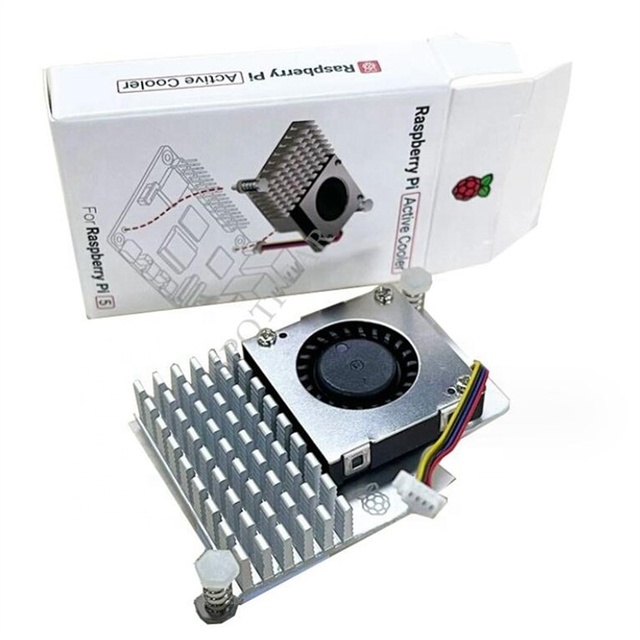 Raspberry Pi5 Cooler Heatsink Aluminum Fins Official Original Cooling Fan Raspberry Pi 5 Aluminum Heatsink Active Cooler