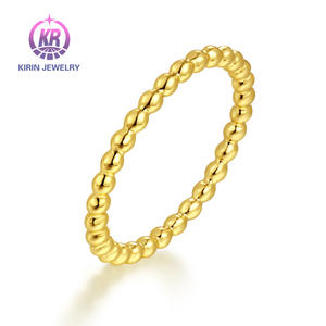 Kirin Juwelen Fijne Rekbare 14K Goud Gevulde <span class=keywords><strong>Spacer</strong></span> Kraal Stapelbare 925 Zilveren Vinger <span class=keywords><strong>Ring</strong></span> - Product Image 1