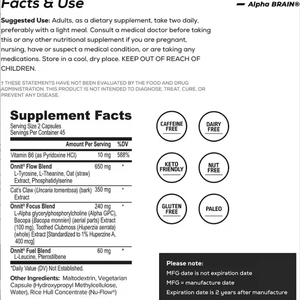Premium Alfa Gpc & L-Theanine Kruidensupplementen Volwassen Cognitieve Focus Hersenversterker In Capsule Poeder Vormen Nootropische Pillen - Product Image 4
