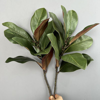 Feuilles de Magnolia Artificielles de Haute Qualité, Vertes et Jaunes, au Toucher Réel, Décoration Douce pour la Maison, Vente Directe d'Usine, Matière Plastique