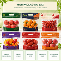 Hoge kwaliteit herbruikbare anti-condens zakken voor vers fruit met ventilatiegaten, zakken voor fruit en groenten, groente- en fruitzakken met ritssluiting, zakken voor druiven