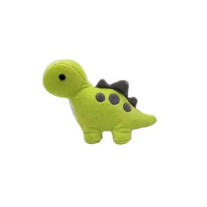 2023 Wholesale green dinosaur stuffed plush toy customized your brand logo embroidered dinosaur doll pet dog toy