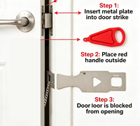MEINOE Portable Door Lock for Travel - Stainless Steel Security Lock for Hotel Apartment Dorm Room CE FCC