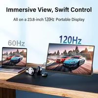 Monitor Portátil LED de 23.8 Pulgadas y 120Hz, 100% sRGB, Soporte VESA, Pantalla Extendida para Laptop, IPS, Tipo-C, Pantalla para Computadora