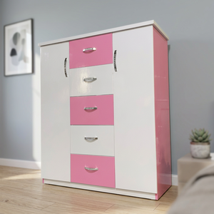 Children's Durable Plastic Clothing Organizer Wardrobe Standing 105x120x45cm with Drawers for Organizing <b>Clothes</b> - Product Image 3