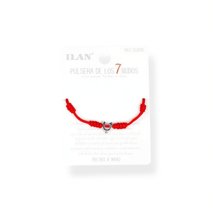 Braccialetto Ilan con 7 Nodi, Cordoncino Rosso e Ciondolo a Ferro di Cavallo in Argento - Product Image 2