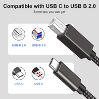 Cable de impresora de alta velocidad 5A tipo C puertos 3 en 1 P 2.1A Cable de transferencia de datos de carga micro-USB para cámara ordenador chaqueta de nailon