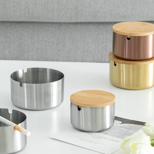 Stainless Steel <b>Ashtray</b> Round Minimalist Design Large Size For Home And Commercial Use - Product Image 3